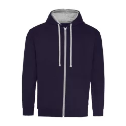   AWJH053 - Hanorac cu gluga - unisex - VARSITY ZOODIE [New French Navy/Heather Grey]