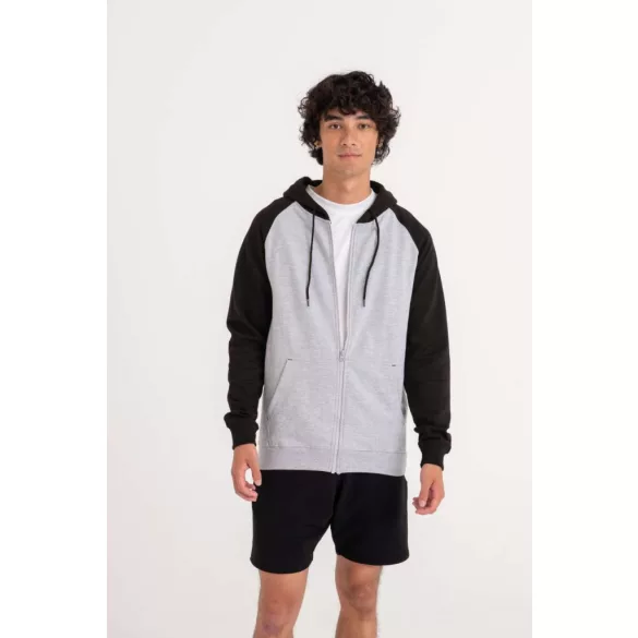 AWJH063 - Hanorac cu gluga - unisex - BASEBALL ZOODIE [Heather Grey/Jet Black]