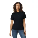 gil64800b3 - Tricou polo dama cu nasturi colorati Softstyle [Black]