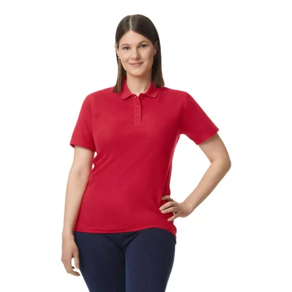 gil64800b3 - Tricou polo dama cu nasturi colorati Softstyle [Cherry Red]