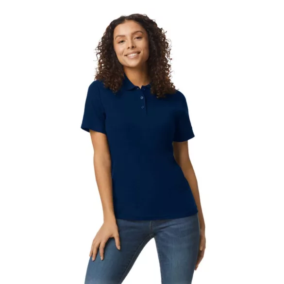 gil64800b3 - Tricou polo dama cu nasturi colorati Softstyle [Navy]