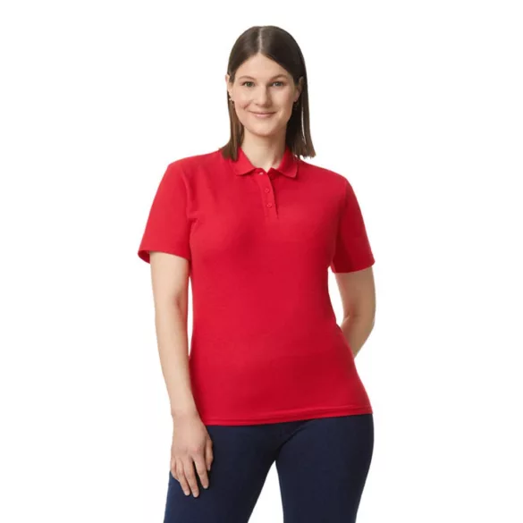 gil64800b3 - Tricou polo dama cu nasturi colorati Softstyle [Red]