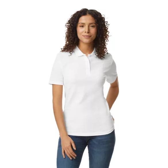 gil64800b3 - Tricou polo dama cu nasturi colorati Softstyle [White]