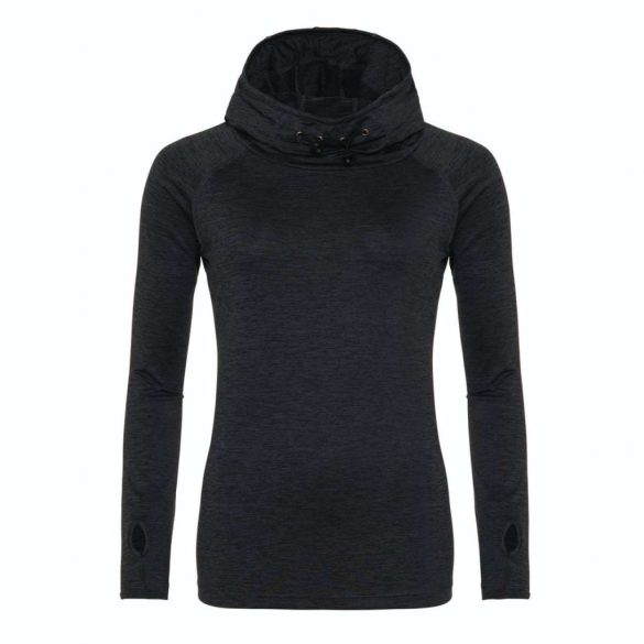 jc038 - Bluza dama cu gluga cu elastic Cool Cowl [Black Slate Melange]