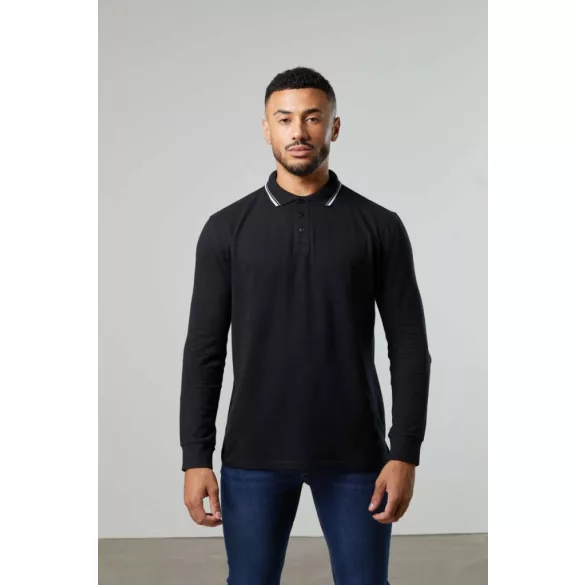 jp103 - Bluza polo TIPPED 100 [Deep Black/White]