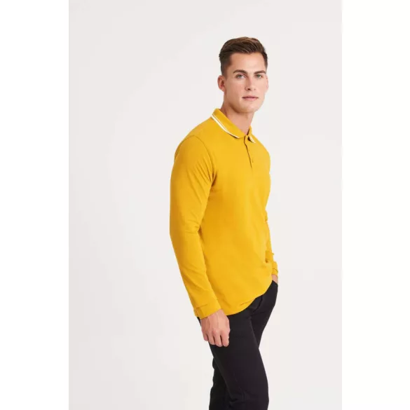 jp103 - Bluza polo TIPPED 100 [Mustard/White]