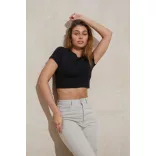 jt006 - Tricou cropped dama JT Tri-Blend T [Heather Black]