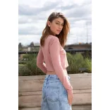 jt016 - Tricou dama L/S Cropped T [Dusty Pink]