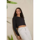 jt016 - Tricou dama L/S Cropped T [Heather Black]