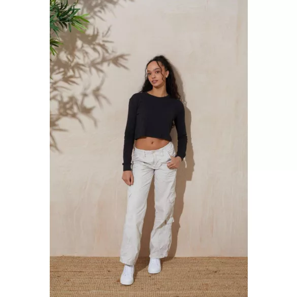 jt016 - Tricou dama L/S Cropped T [Heather Black]