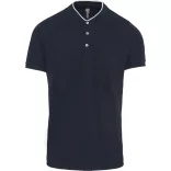 ka223-Tricou-polo-adult-barbat-guler-MANDARIN-KARIBAN-Navy-White