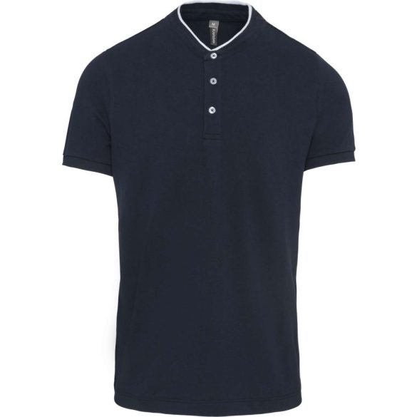 ka223-Tricou-polo-adult-barbat-guler-MANDARIN-KARIBAN-Navy-White
