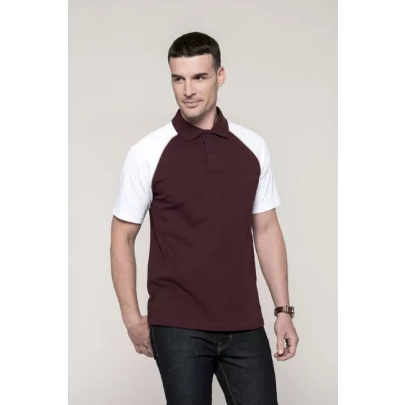 ka226-Tricou-polo-adult-barbat-Kariban-Base-Ball-White-Royal-Blue