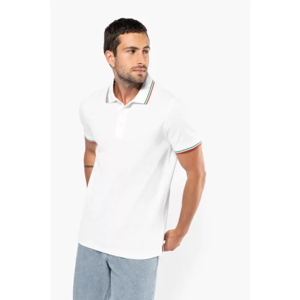 ka250 - Tricou polo adult barbat Kariban Pique  [White/Red/Green]