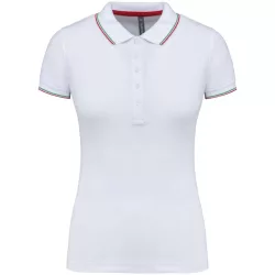   ka251 - Tricou polo adult dama Kariban Pique  [White/Red/Green]