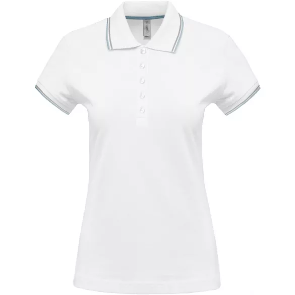 ka251-Tricou-polo-adult-dama-Kariban-White/Sky-Blue/Light-Grey
