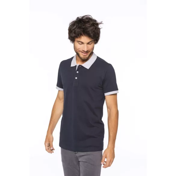 ka258-Tricou-polo-adult-barbat-Kariban-Two-tone-Pique-Navy/Oxford-Grey