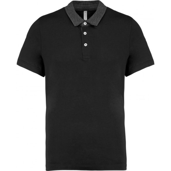 ka260-Tricou-polo-adult-barbat-Kariban-Two-tone-Jersey-Black/Dark-Grey-Heather