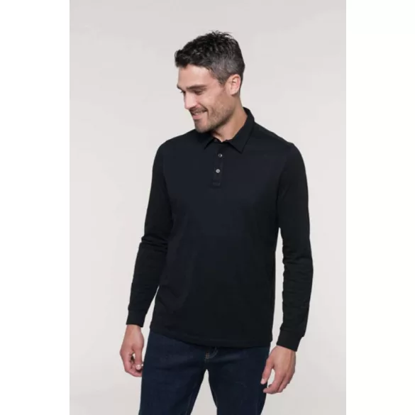 ka264-Tricou-polo-cu-maneca-lunga-adult-barbat-KARIBAN-JERSEY-Black