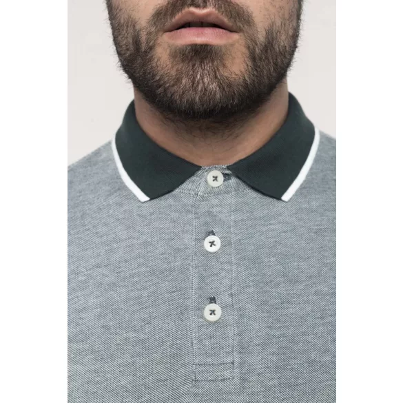ka266-Tricou-polo-adult-barbat-KARIBAN-TWO-TONE-Marl-Fir-Green
