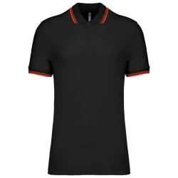   ka272 - Tricou polo adult barbat - Kariban Striped - [Black/Red]