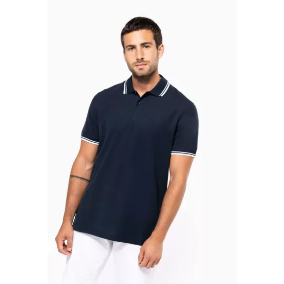 ka272 - Tricou polo adult barbat - Kariban Striped - [Red/White]