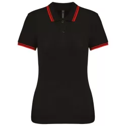 KA273-Tricou-polo-adult-dama-Kariban-Striped-Black-Red