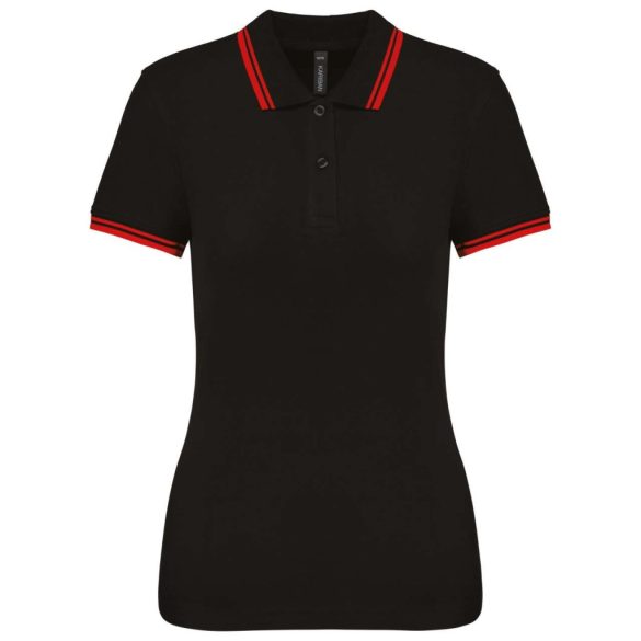 KA273-Tricou-polo-adult-dama-Kariban-Striped-Black-Red