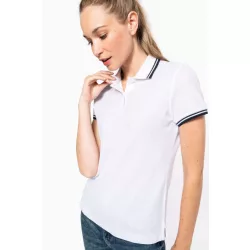 KA273-Tricou-polo-adult-dama-Kariban-Striped-White-Navy
