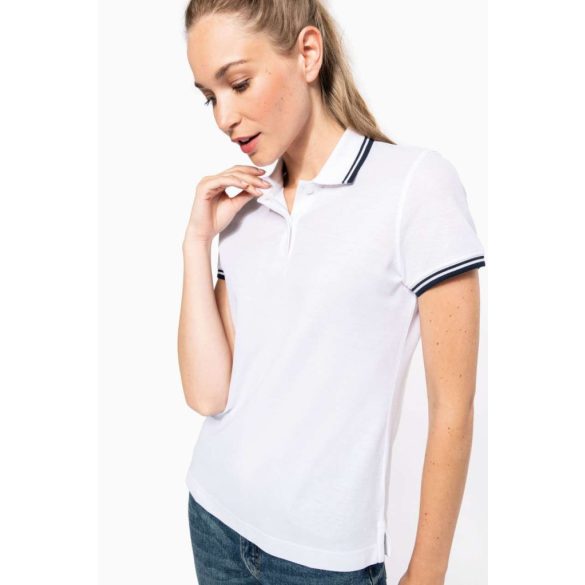 KA273-Tricou-polo-adult-dama-Kariban-Striped-White-Navy
