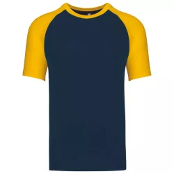 ka330 - Tricou adult barbat Kariban Base Ball [Navy/Yellow]