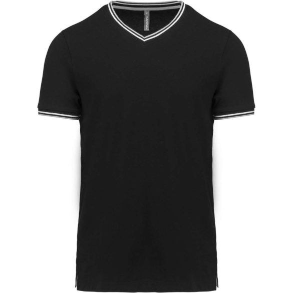 ka374 - Tricou adult barbat Kariban Pique [Black/Light Grey/White]