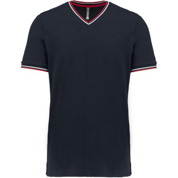 ka374 - Tricou adult barbat Kariban Pique [Navy/Red/White]