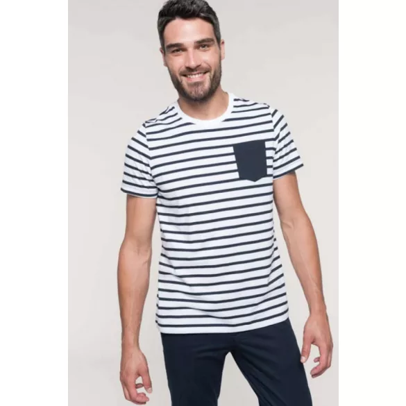 ka378swn-Tricou-adult-barbat-tip-marinar-KARIBAN-SAILOR-Striped-White-