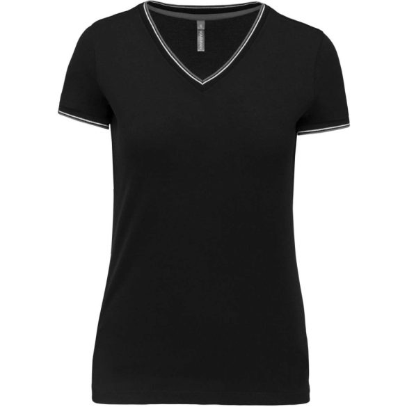 ka394 - Tricou adult dama Kariban Pique [Black/Light Grey/White]