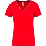 ka394-Tricou-adult-dama-Kariban-Pique-Red-Navy-White