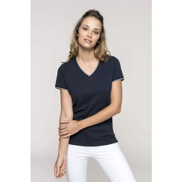 ka394-Tricou-adult-dama-Kariban-Pique-Red-Navy-White