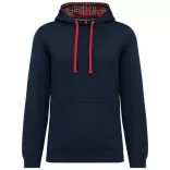 ka4013 - Hanorac unisex cu model interior si culori contrastante KARIBAN [Navy/Red Tartan]