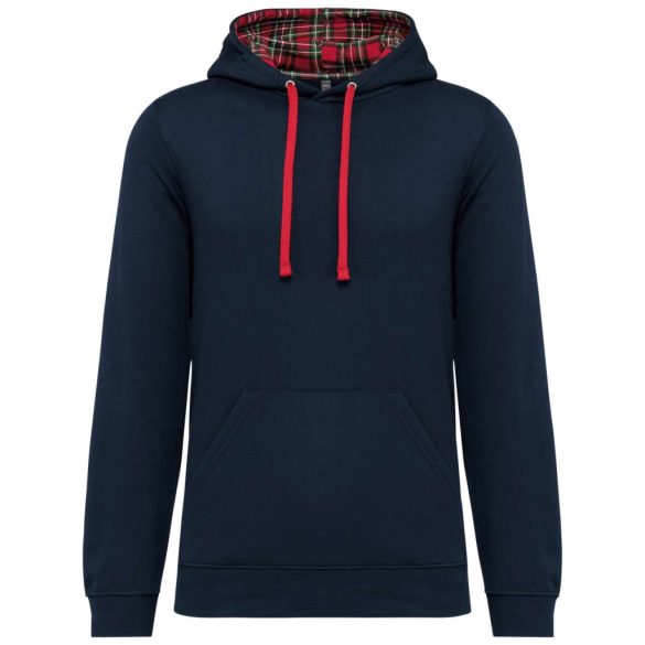 ka4013 - Hanorac unisex cu model interior si culori contrastante KARIBAN [Navy/Red Tartan]