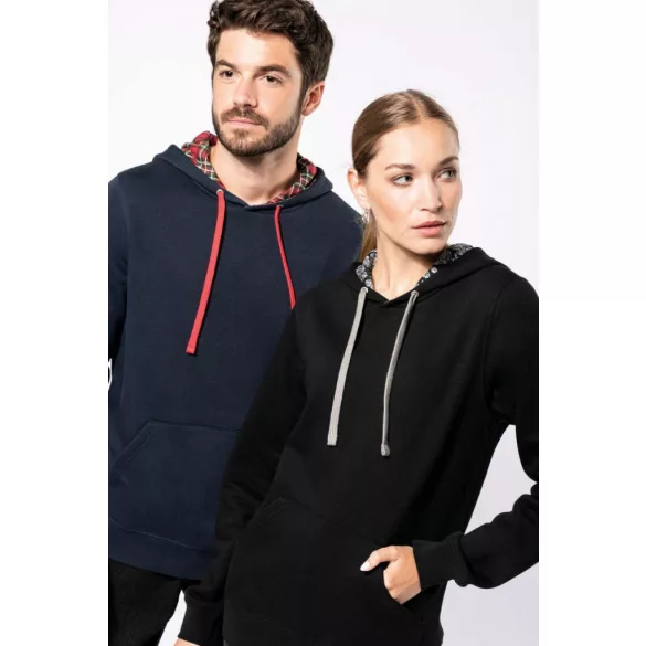 ka4013 - Hanorac unisex cu model interior si culori contrastante KARIBAN [Navy/Red Tartan]