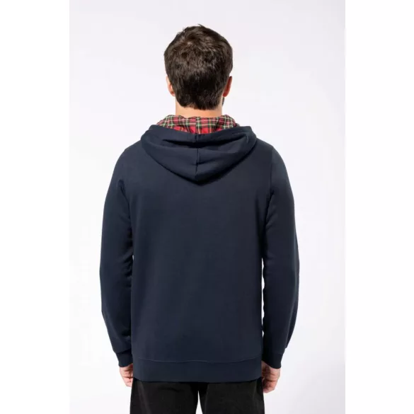 ka4013 - Hanorac unisex cu model interior si culori contrastante KARIBAN [Navy/Red Tartan]