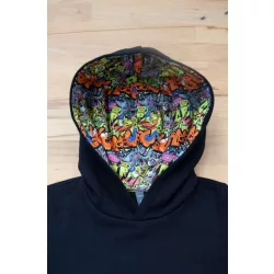   ka4014 - Hanorac copii cu model interior si culori contrastante KARIBAN [Black/Skate Grafitti]