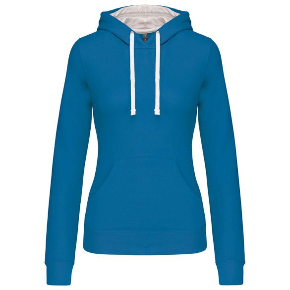 KA465-Hanorac-cu-gluga-de-dama-Kariban-CONTRAST-Tropical-Blue-White