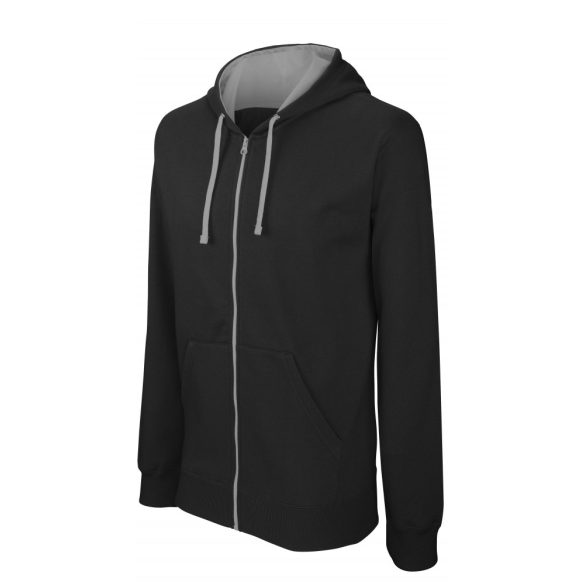 KA466-Hanorac-cu-gluga-de-barbat-Kariban-CONTRAST-Black-Fine-Grey