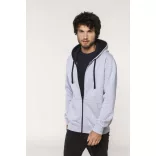 KA466-Hanorac-cu-gluga-de-barbat-Kariban-CONTRAST-Black-Fine-Grey