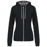 KA467 - Hanorac cu fermoar de dama Kariban CONTRAST [Black/Fine Grey]