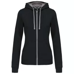   KA467 - Hanorac cu fermoar de dama Kariban CONTRAST [Black/Fine Grey]