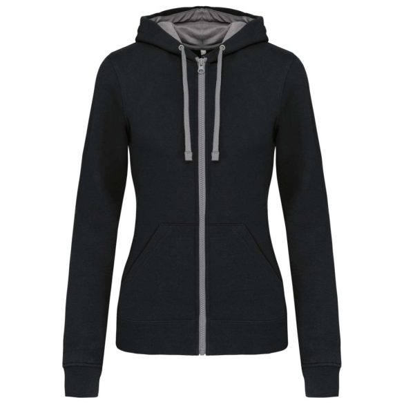 KA467 - Hanorac cu fermoar de dama Kariban CONTRAST [Black/Fine Grey]