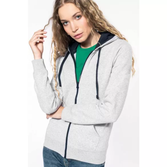 KA467 - Hanorac cu fermoar de dama Kariban CONTRAST [Black/Fine Grey]
