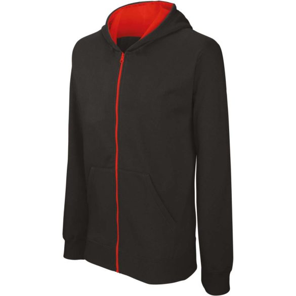 ka486 - Hanorac cu fermoar copii Gildan [Black/Red]
